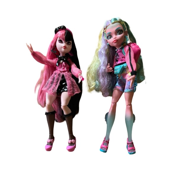 Lot of 2 Monster High Dolls Draculaura And Lagoona With Fanny Pack And Back Pack - Picture 1 of 9